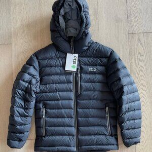 $329! NWT Men's Stio Hometown Hooded Down Jacket - Abyss Black / Grey - Small